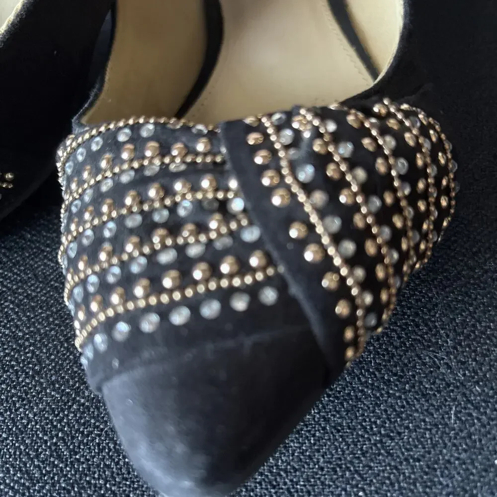 Aldo Women's Black Suede Flats with Metallic Accents Size 7